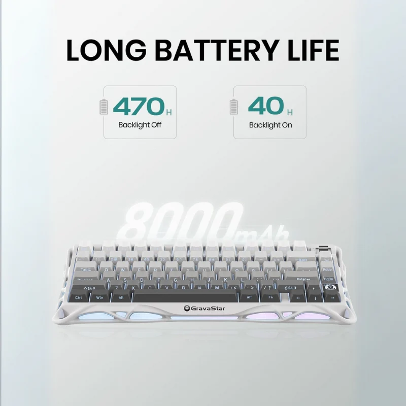 GravaStar K1 75% Wireless Mechanical Gaming Keyboard with RGB Backlit, Aluminum Alloy Exoskeleton Design, Gasket Custom Keyboard Hot-Swap Socket - Image 5