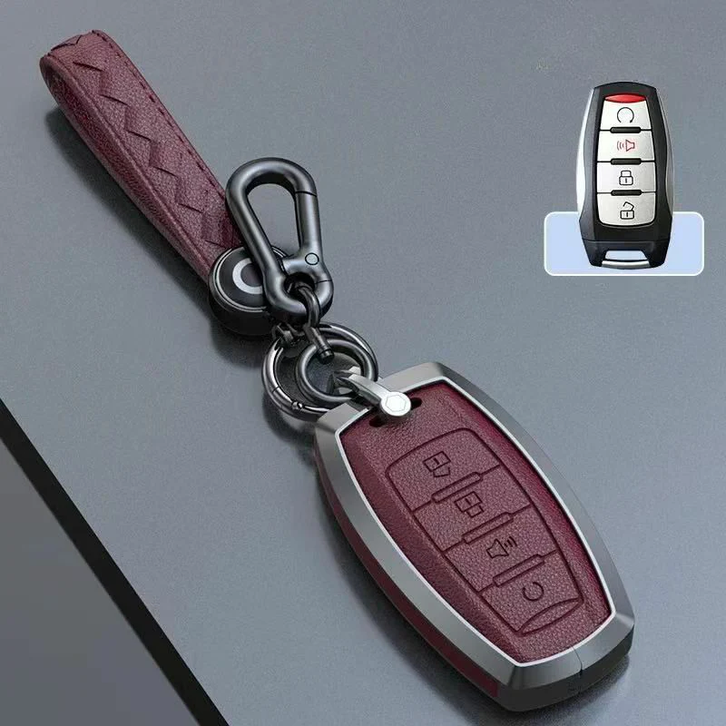 Great Wall Zinc Alloy Leather Car Key Fob Case Cover For GWM Cannon (Pao) Passenger, Commercial - Image 12
