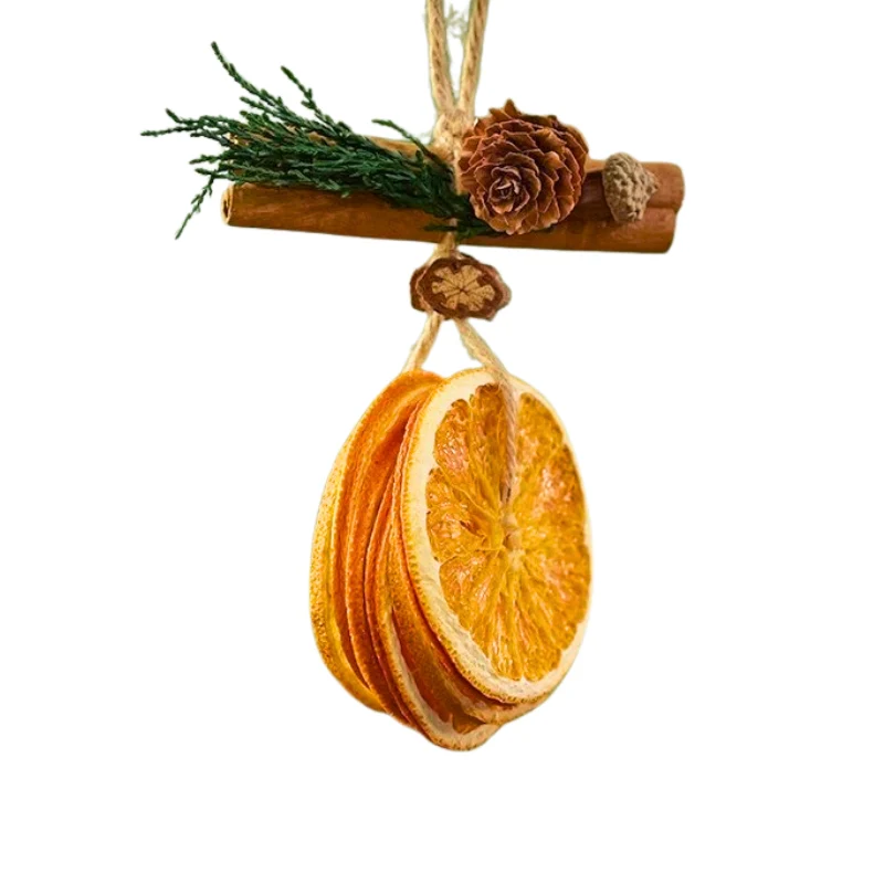 Handmade Forest Style Natural Cinnamon Orange Slice Pinecone Pendant Car Rearview Mirror Hanging Ornament Creative Gift