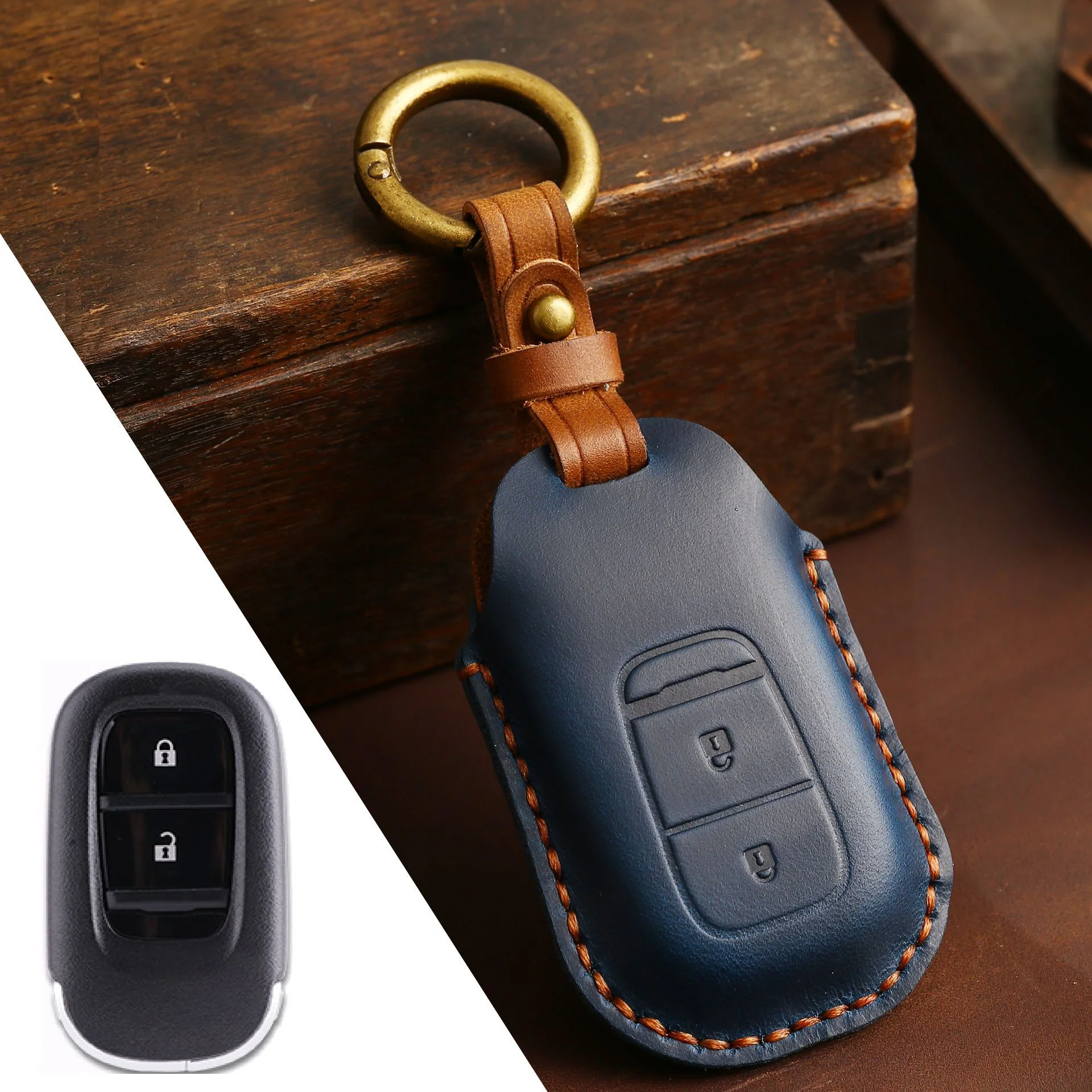 Honda Handcrafted Genuine Leather Car Key Fob Case Cover For CR-V, Accord, Civic, HR-V, Pilot - Image 13