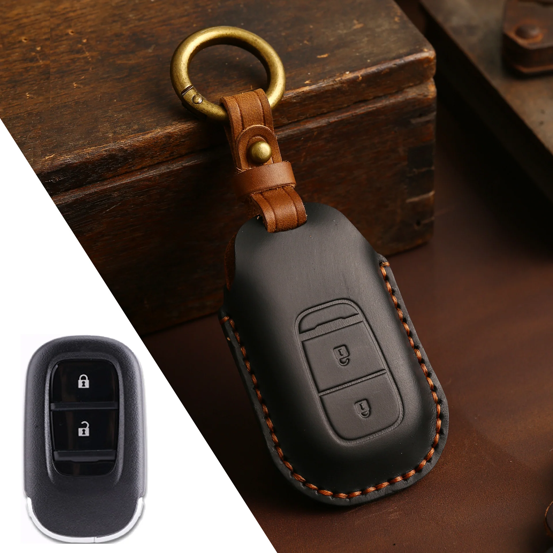 Honda Handcrafted Genuine Leather Car Key Fob Case Cover For CR-V, Accord, Civic, HR-V, Pilot - Image 15
