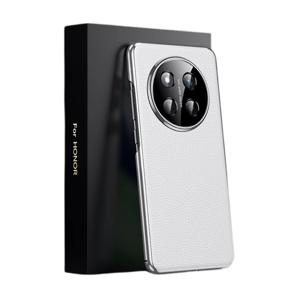 Honor Magic7/Pro - Electroplated Full Cover Genuine Leather Business Phone Case - Image 6