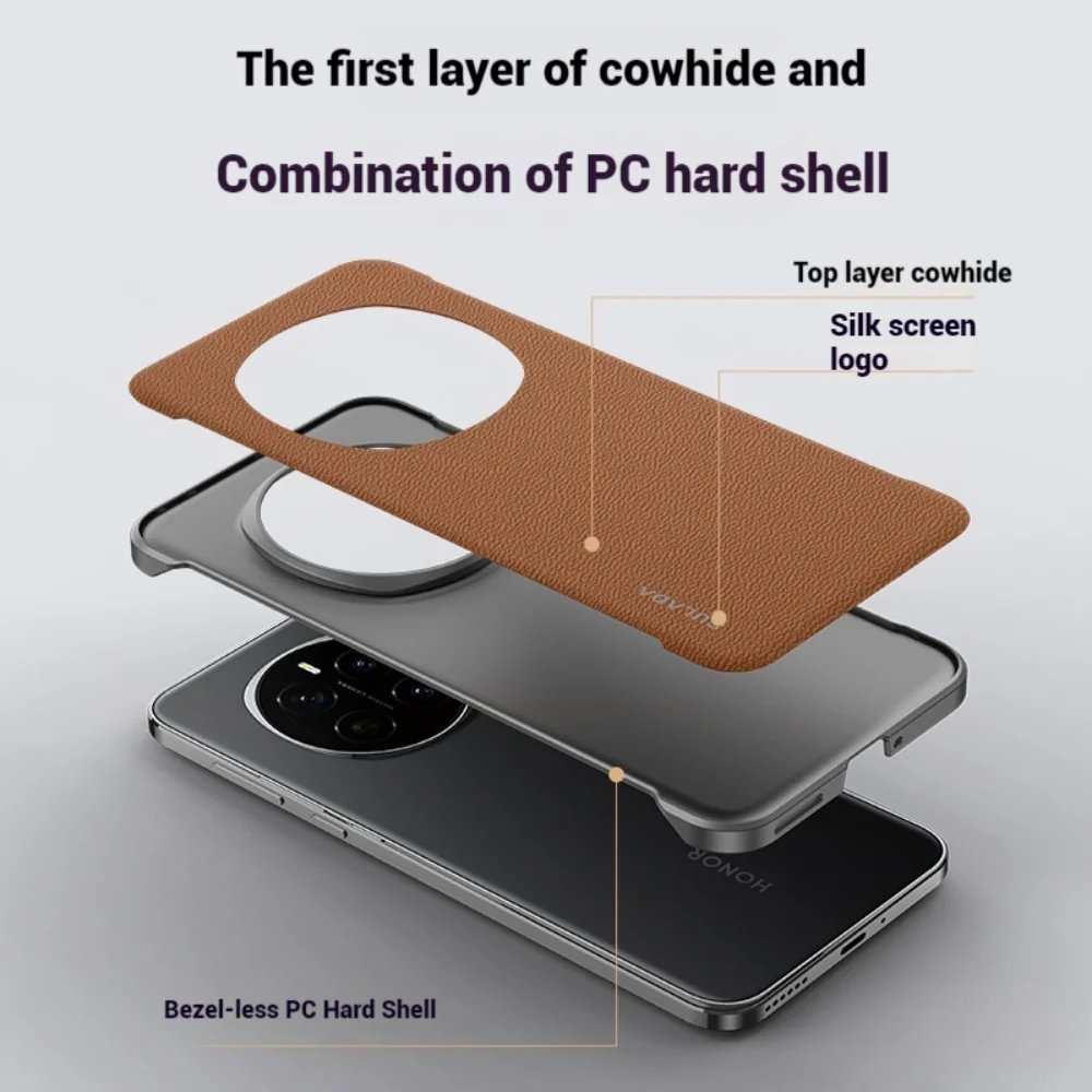 Honor Magic7/Pro - Genuine Leather Frameless Protective Case - Image 7