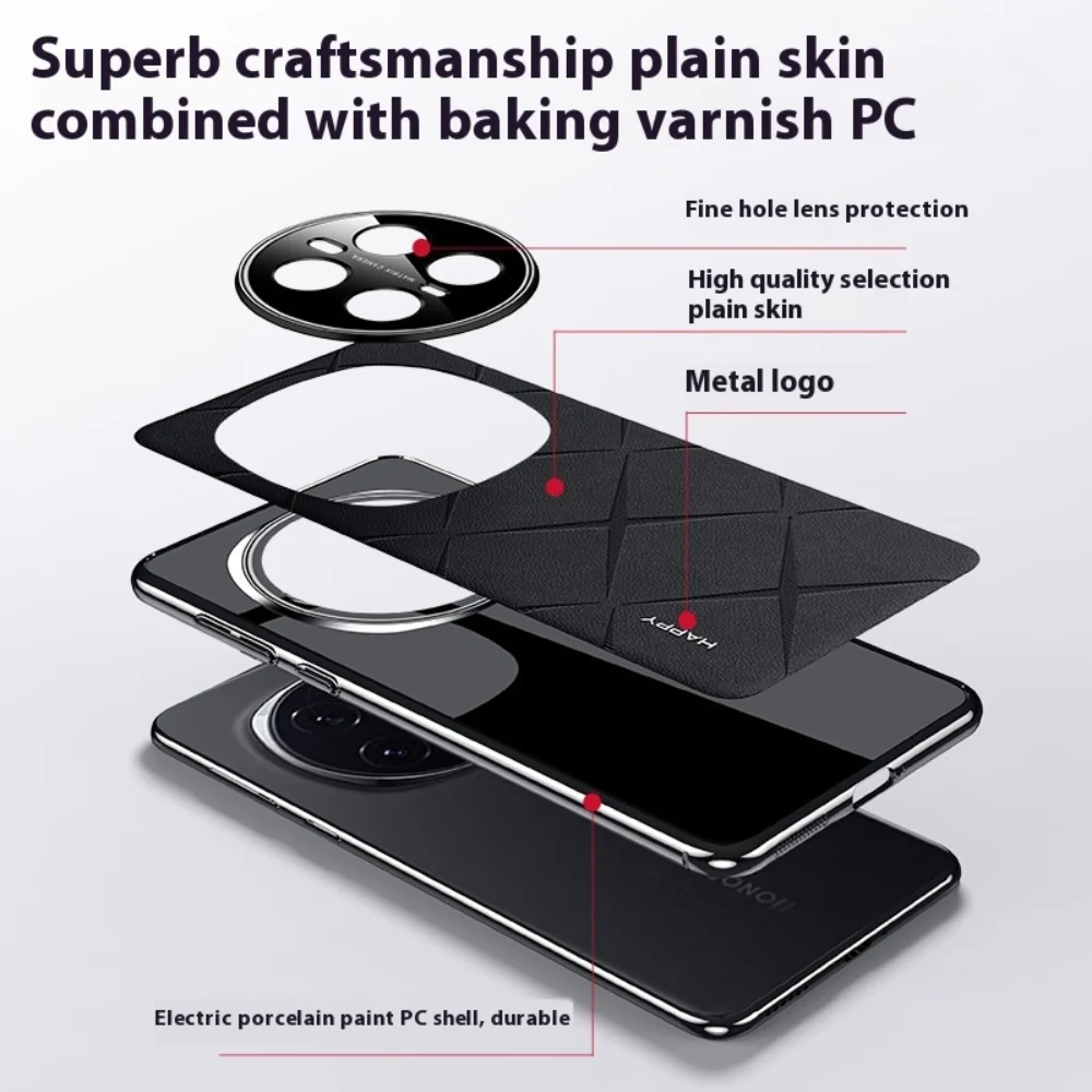 Honor Magic7/Pro - Plain Leather PC Phone Case - Image 8