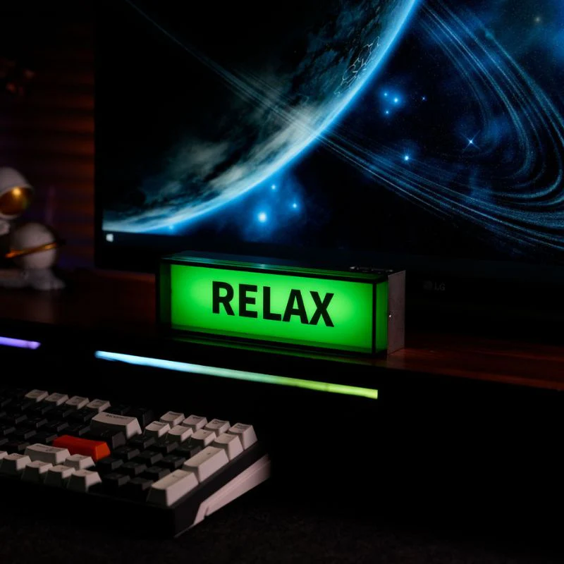 Industrial Vintage Design Style LED Ambient Light Gaming Desk Accessory, Aluminum Alloy Body, Rechargeable - Image 2