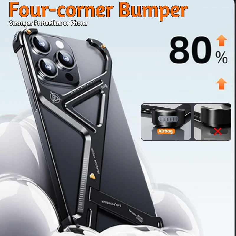 [Invisible Stand] Apple iPhone 16 Pro / Pro Max Slim Shockproof Bumper Sleek Minimalist Frameless Aluminum Shells Mechanics Series Case - Image 9
