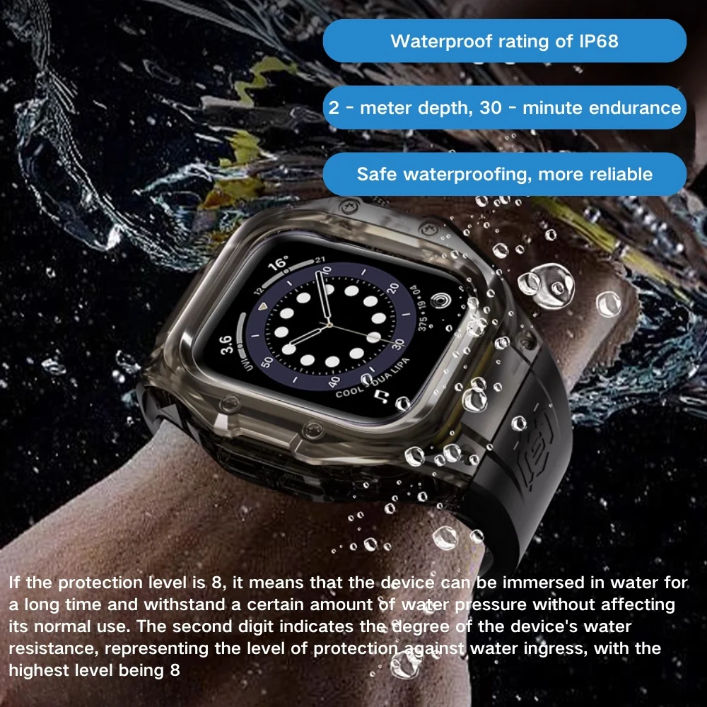 [IP68 Waterproof] Apple Watch Series 4/5/6/SE/7/8/9 41mm 44mm 45mmm - All-in-One Diving & Rainproof Waterproof Watch Band With Shell & Film - Image 3