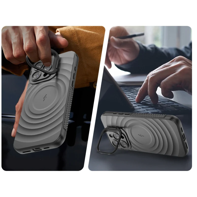 iPhone 15/Plus/Pro/Pro Max MagSafe TPU Case with Camera Stand, Shockproof & Anti-Fingerprint Design - Image 2