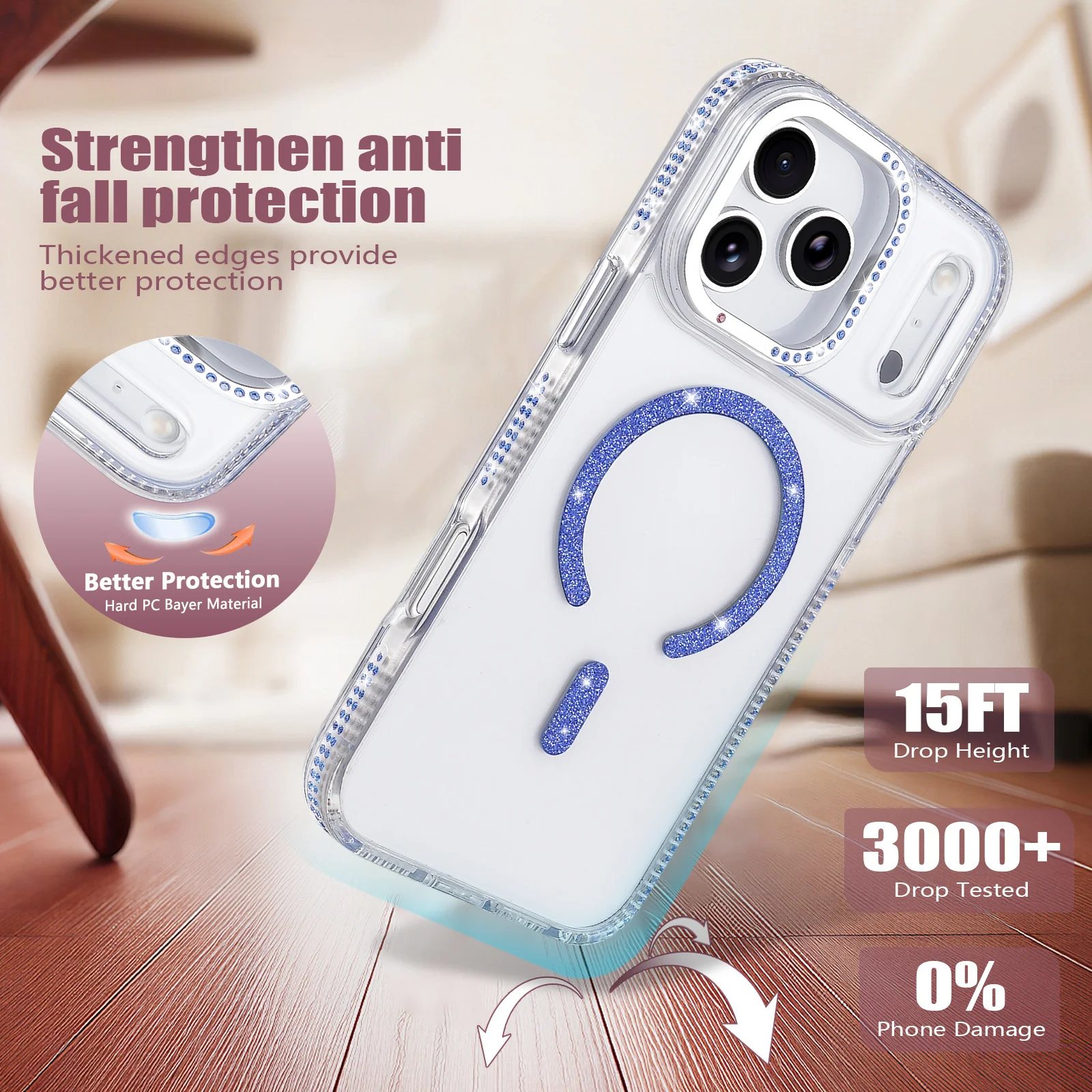 iPhone 17 Air Transparent Slim Shockproof Case with MagSafe Magnetic Ring & Raised Camera Protection - Image 2