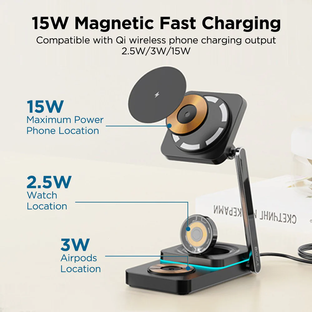 iQuick Twig T6 3 in 1 Foldable Wireless Charger Stand - Image 8