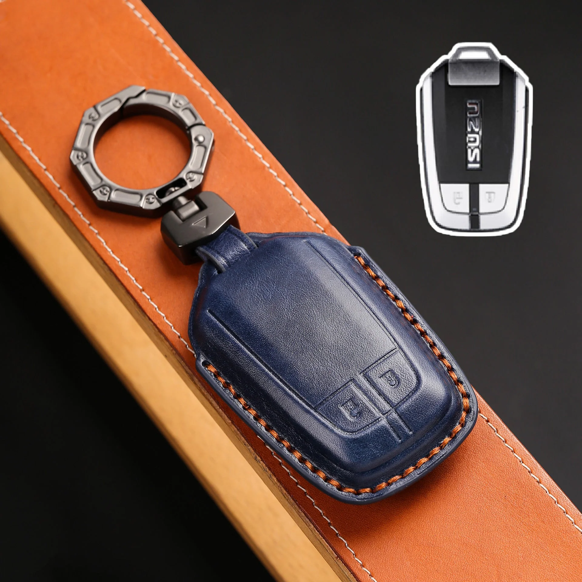 Isuzu Handcrafted Genuine Leather Car Key Fob Case Cover For D-MAX, MU‑X - Image 4