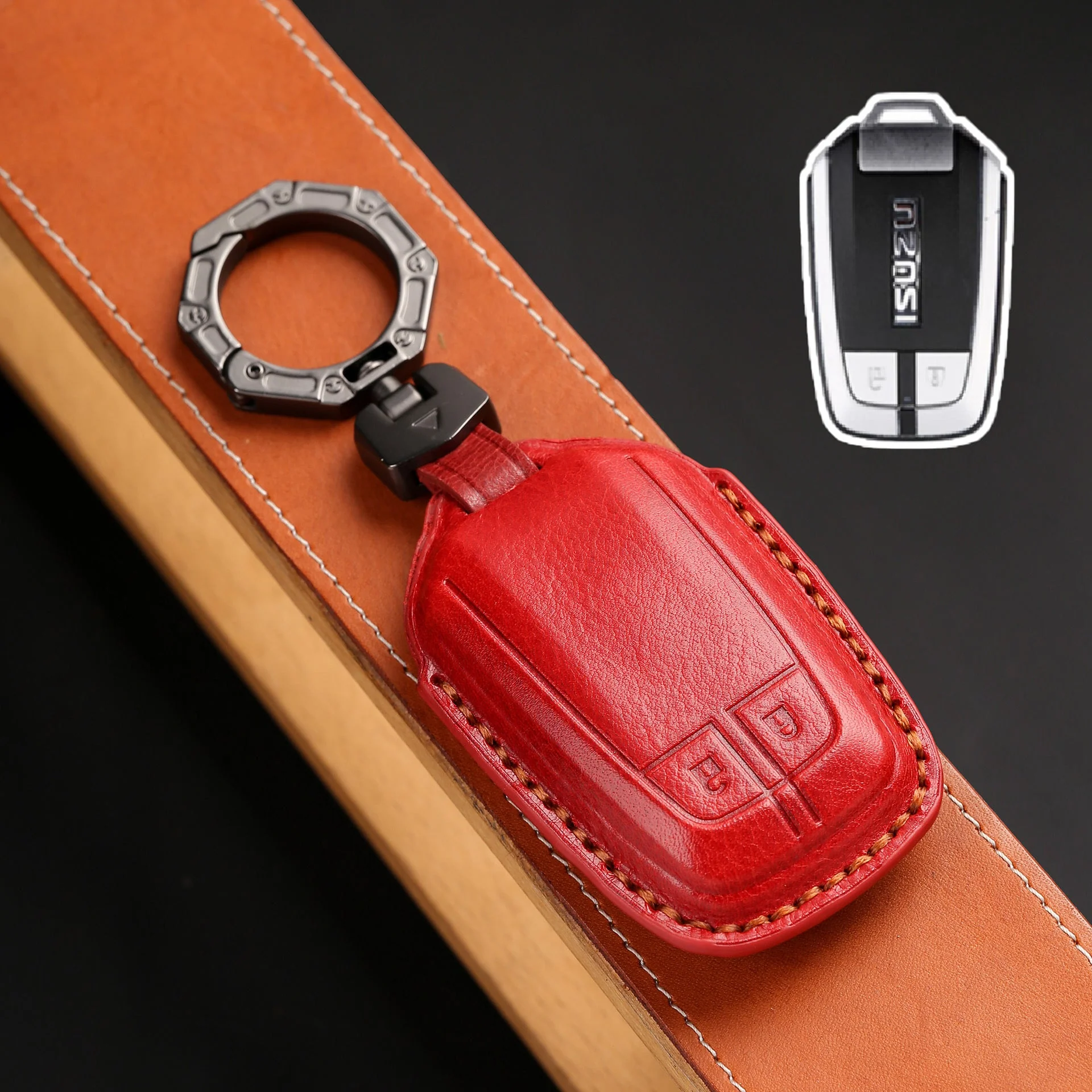 Isuzu Handcrafted Genuine Leather Car Key Fob Case Cover For D-MAX, MU‑X - Image 7