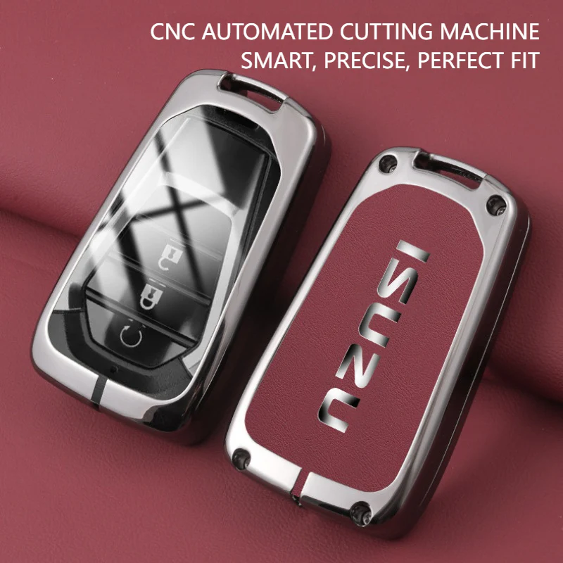 Isuzu Zinc Alloy PU Leather Car Key Fob Case Cover For D-MAX, MUX - Image 4