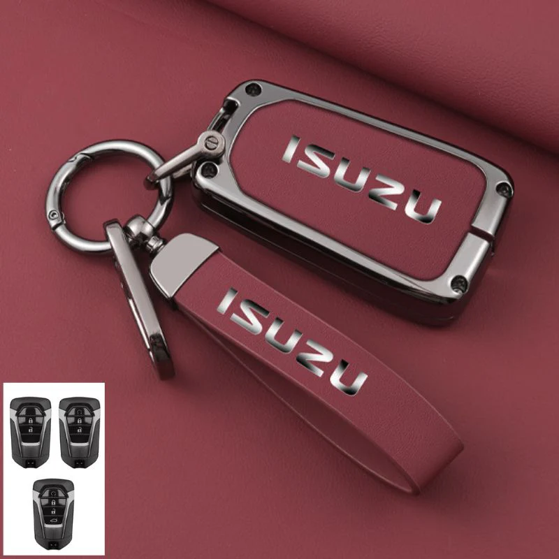 Isuzu Zinc Alloy PU Leather Car Key Fob Case Cover For D-MAX, MUX - Image 7