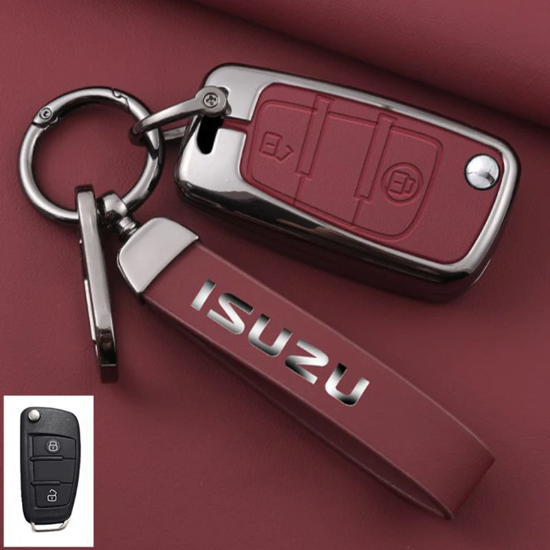 Isuzu Zinc Alloy PU Leather Car Key Fob Case Cover For D-MAX, MUX - Image 8