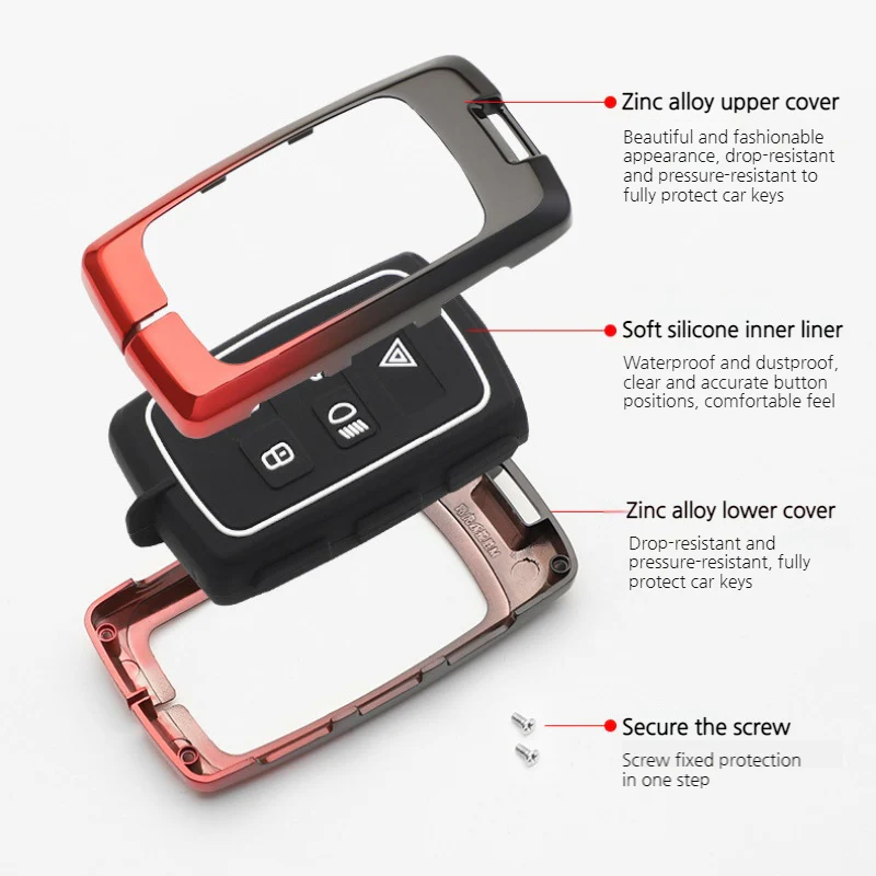 Jaguar Zinc Alloy + Silicone Smart Car Key Fob Case Cover For XEL, XJ, F-PACE, XFL, E-PACE, XE, XF, F-TYPE - Image 6