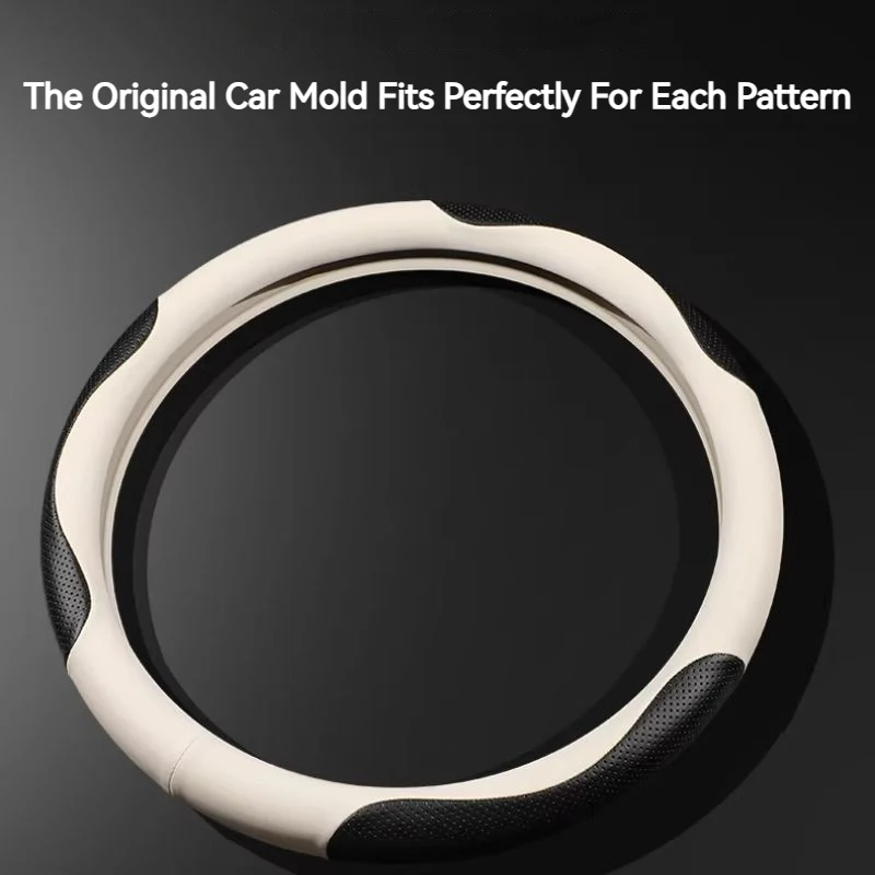 Porsche Genuine Leather Spliced Design with Breathable & Anti-Slip Grip Steering Wheel Cover For 718, Macan, Cayenne, Panamera, 911 - Image 8