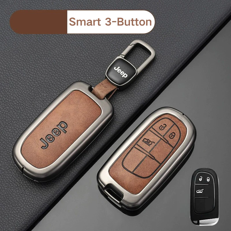 Jeep Zinc Alloy + PU Leather Car Key Fob Case Cover For Grand Cherokee, Renegade, Compass, Commander, Cherokee, Dodge Journey - Image 19