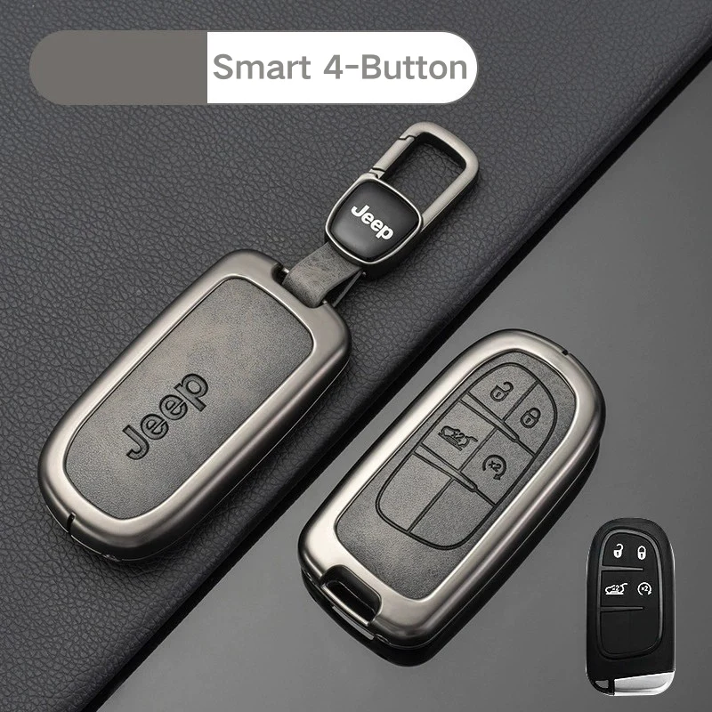Jeep Zinc Alloy + PU Leather Car Key Fob Case Cover For Grand Cherokee, Renegade, Compass, Commander, Cherokee, Dodge Journey - Image 6