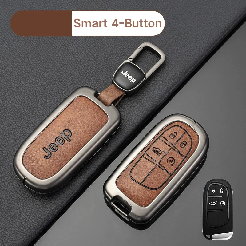 Jeep Zinc Alloy + PU Leather Car Key Fob Case Cover For Grand Cherokee, Renegade, Compass, Commander, Cherokee, Dodge Journey - Image 7