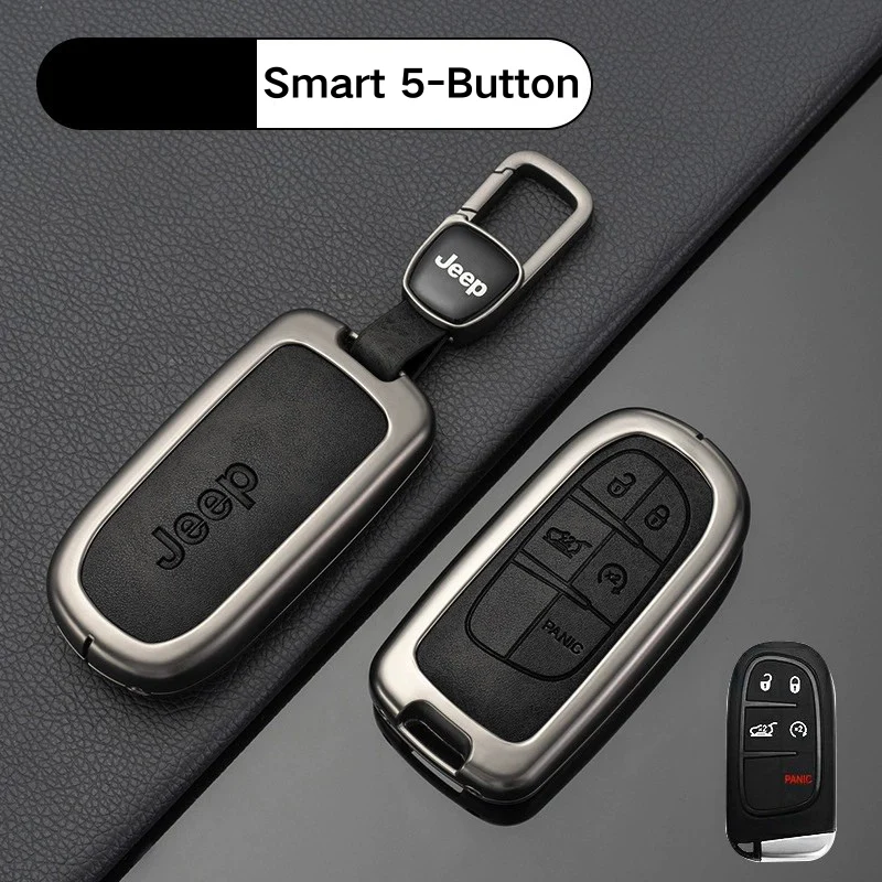 Jeep Zinc Alloy + PU Leather Car Key Fob Case Cover For Grand Cherokee, Renegade, Compass, Commander, Cherokee, Dodge Journey - Image 9