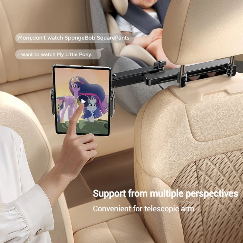 JOYROOM Metal Foldable & Extendable Car Headrest Holder for Phone & Tablet - Image 9