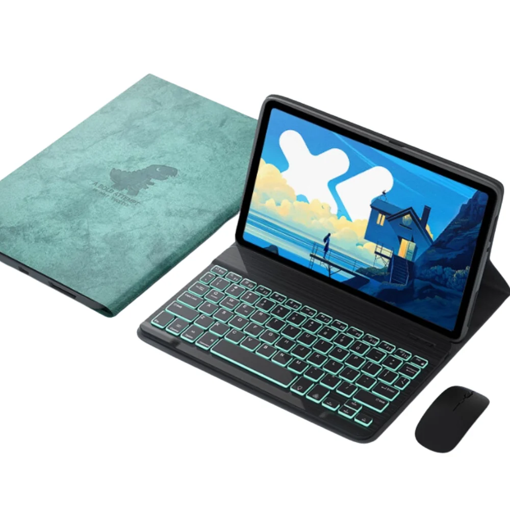 Lenovo Tab P12 12.7" 2023 (TB370/TB371) - Cartoon Logo Detachable Magnetic Keyboard Case With Backlight and Mouse