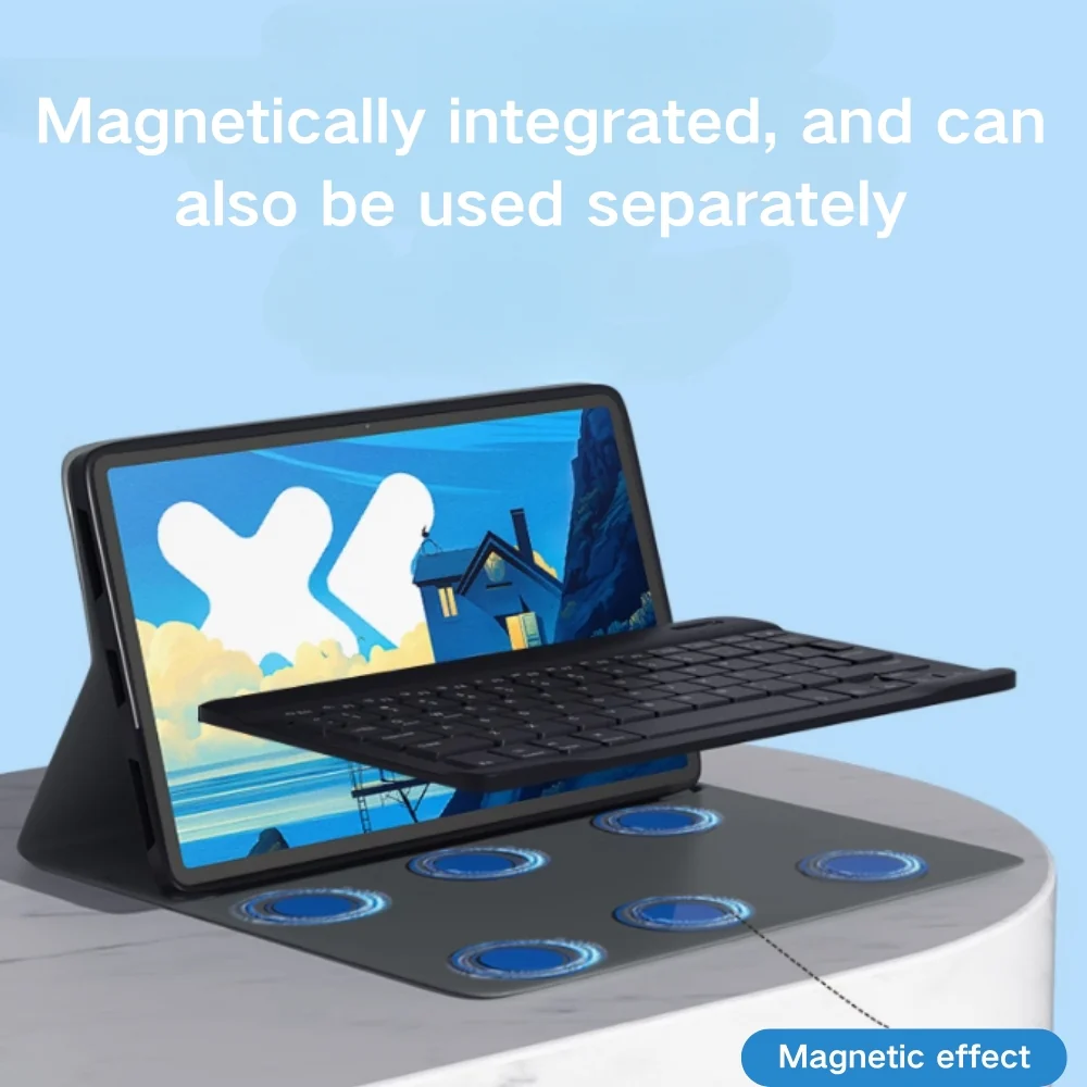 Lenovo Tab P12 12.7" 2023 (TB370/TB371) - Cartoon Logo Detachable Magnetic Keyboard Case With Backlight and Mouse - Image 11