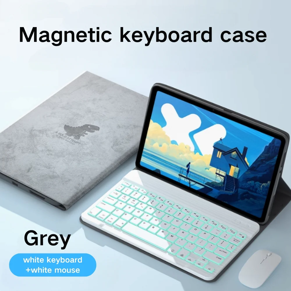 Lenovo Tab P12 12.7" 2023 (TB370/TB371) - Cartoon Logo Detachable Magnetic Keyboard Case With Backlight and Mouse - Image 4
