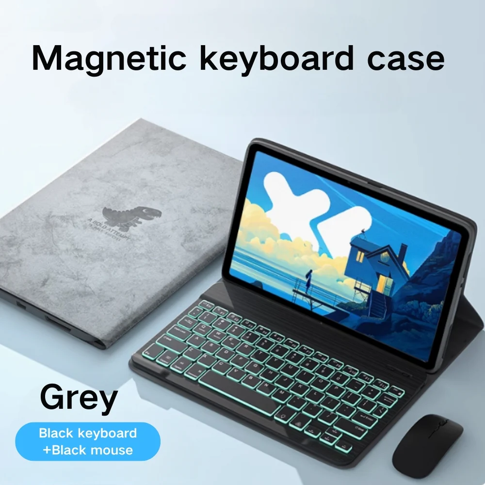 Lenovo Tab P12 12.7" 2023 (TB370/TB371) - Cartoon Logo Detachable Magnetic Keyboard Case With Backlight and Mouse - Image 5