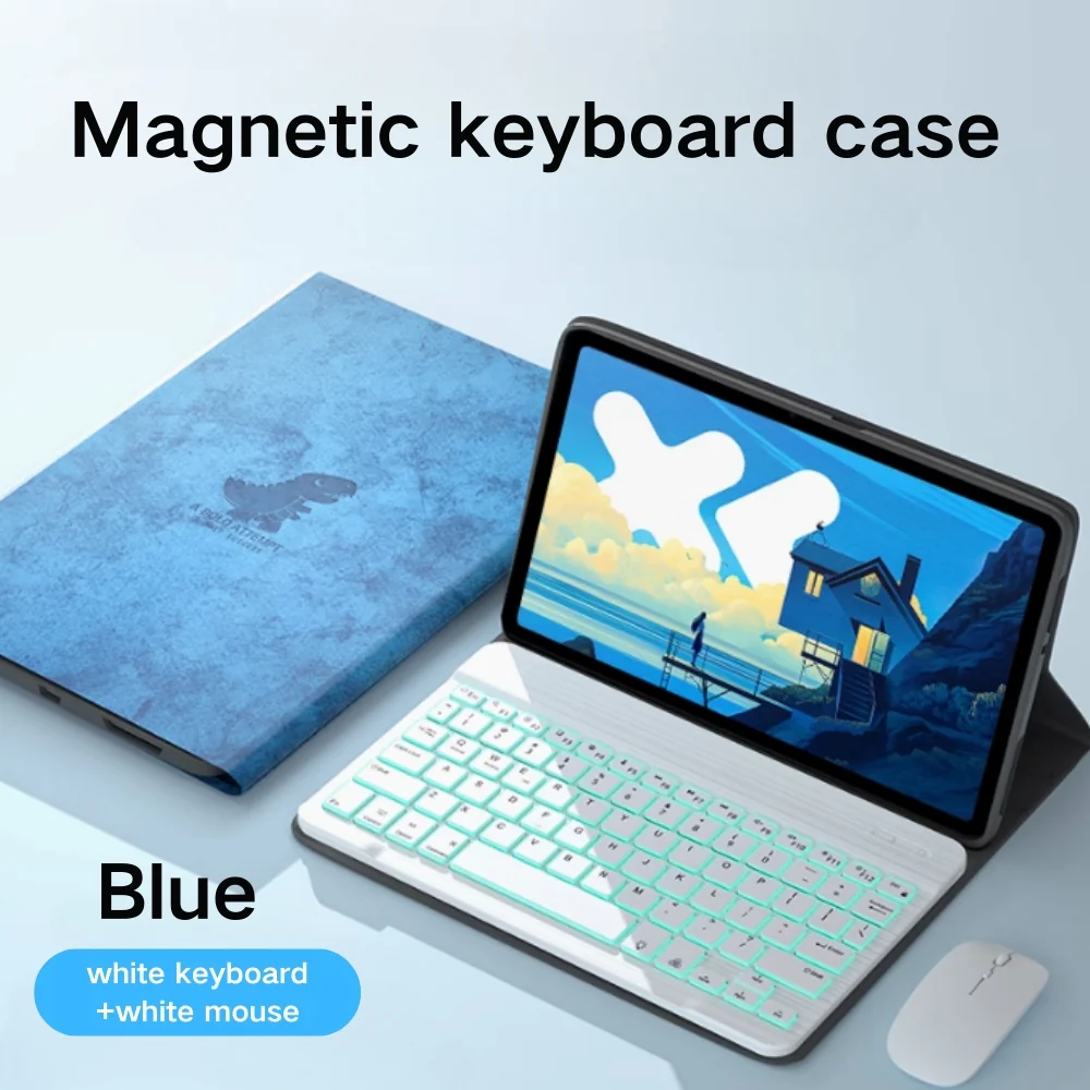 Lenovo Tab P12 12.7" 2023 (TB370/TB371) - Cartoon Logo Detachable Magnetic Keyboard Case With Backlight and Mouse - Image 6