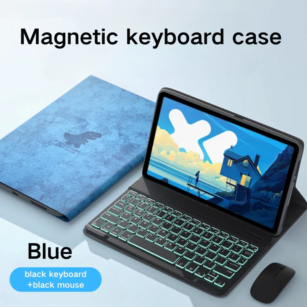 Lenovo Tab P12 12.7" 2023 (TB370/TB371) - Cartoon Logo Detachable Magnetic Keyboard Case With Backlight and Mouse - Image 7