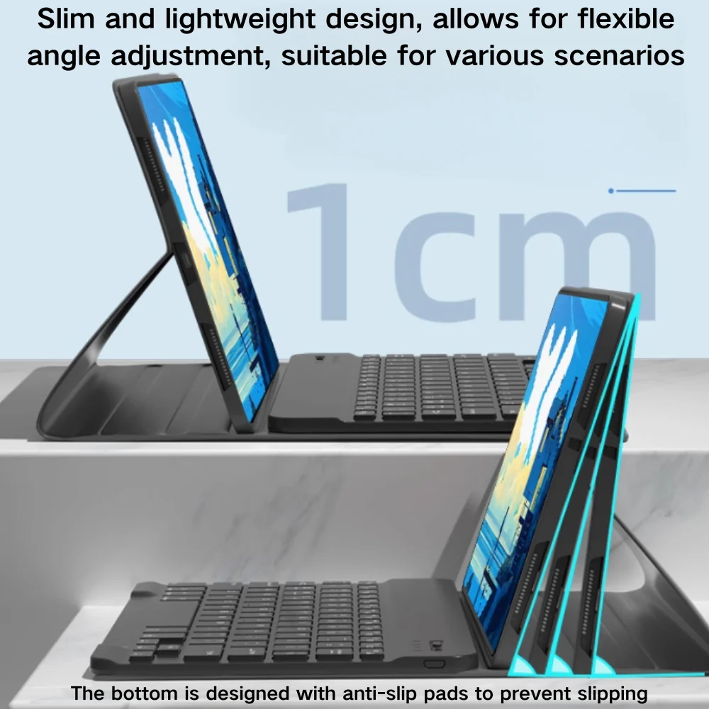 Lenovo Tab P12 12.7" 2023 (TB370/TB371) - Cartoon Logo Detachable Magnetic Keyboard Case With Backlight and Mouse - Image 9