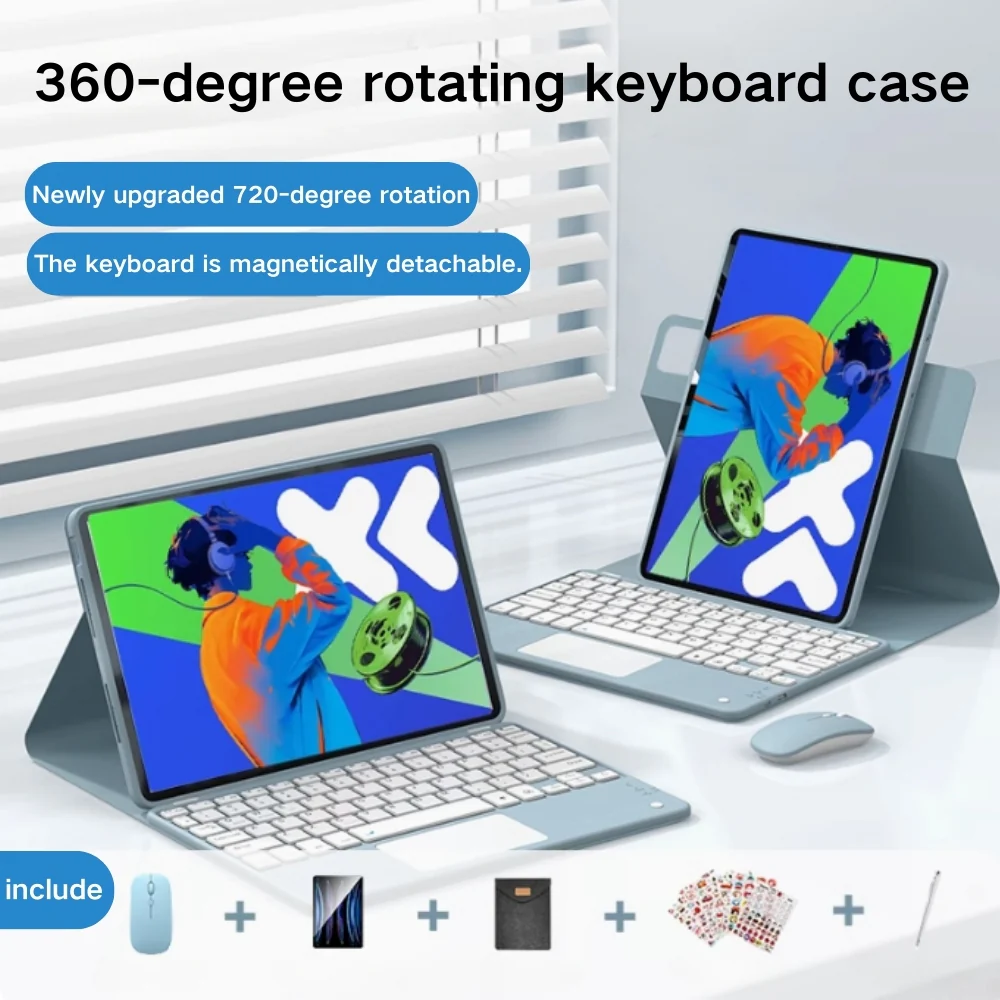 Lenovo Idea Tab Pro 12.7" 2025 (TB373FU/TB375FC) - 360-Degree Rotating Keyboard Case With Backlight and Mouse - Image 6
