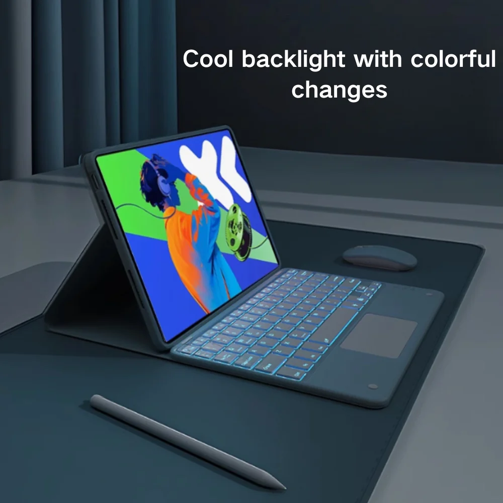 Lenovo Idea Tab Pro 12.7" 2025 (TB373FU/TB375FC) - 360-Degree Rotating Keyboard Case With Backlight and Mouse - Image 9