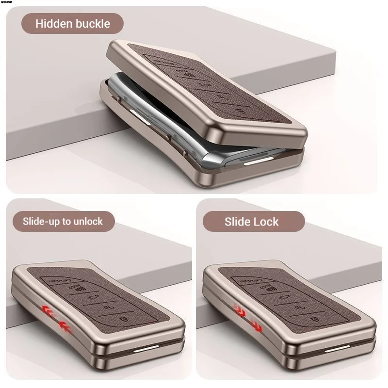 Lexus Aluminum Alloy Leather Car Key Fob Case Cover For ES200, ES300, RX300, 350h, NX200, LX570 - Image 12