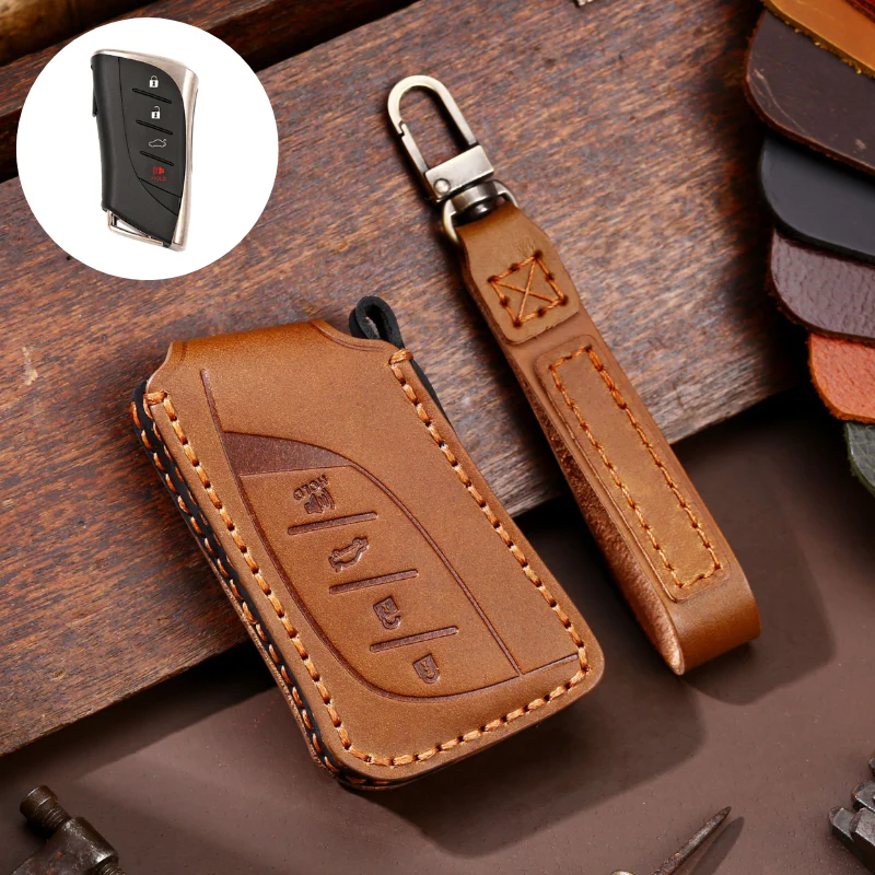 Lexus Handcrafted Genuine Leather Folding Car Key Fob Case Cover For Lexus NX200t, NX300, NX300h, NX350, NX Hybrid, RX270, RX300, RX350, RX450h, LX570, LX600, IS250, IS300, IS350 - Image 14