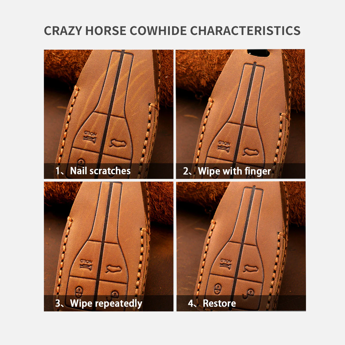 Lexus Handcrafted Genuine Leather Folding Car Key Fob Case Cover For Lexus NX200t, NX300, NX300h, NX350, NX Hybrid, RX270, RX300, RX350, RX450h, LX570, LX600, IS250, IS300, IS350 - Image 9