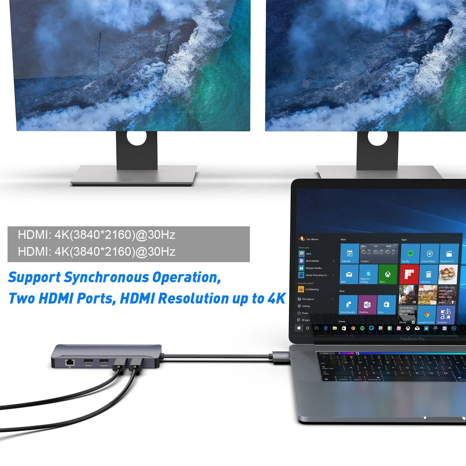 MacBook 13-In-1 Aluminum Hub Dual USB-C Docking Station - Image 6