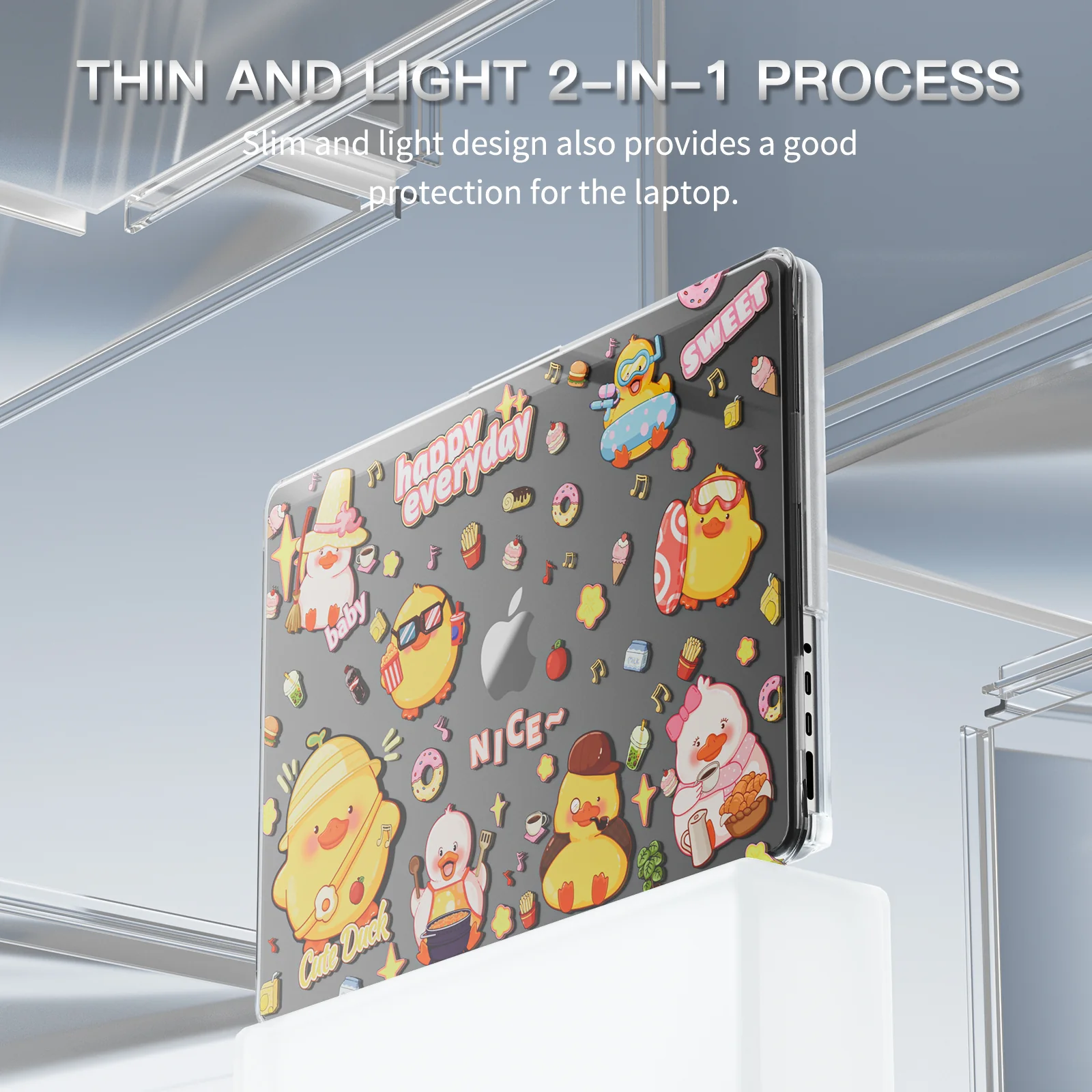 MacBook Air 13.6" 2025 (A3240) M4 - Cute Cartoon Transparent Shockproof & Slim Case - Image 10
