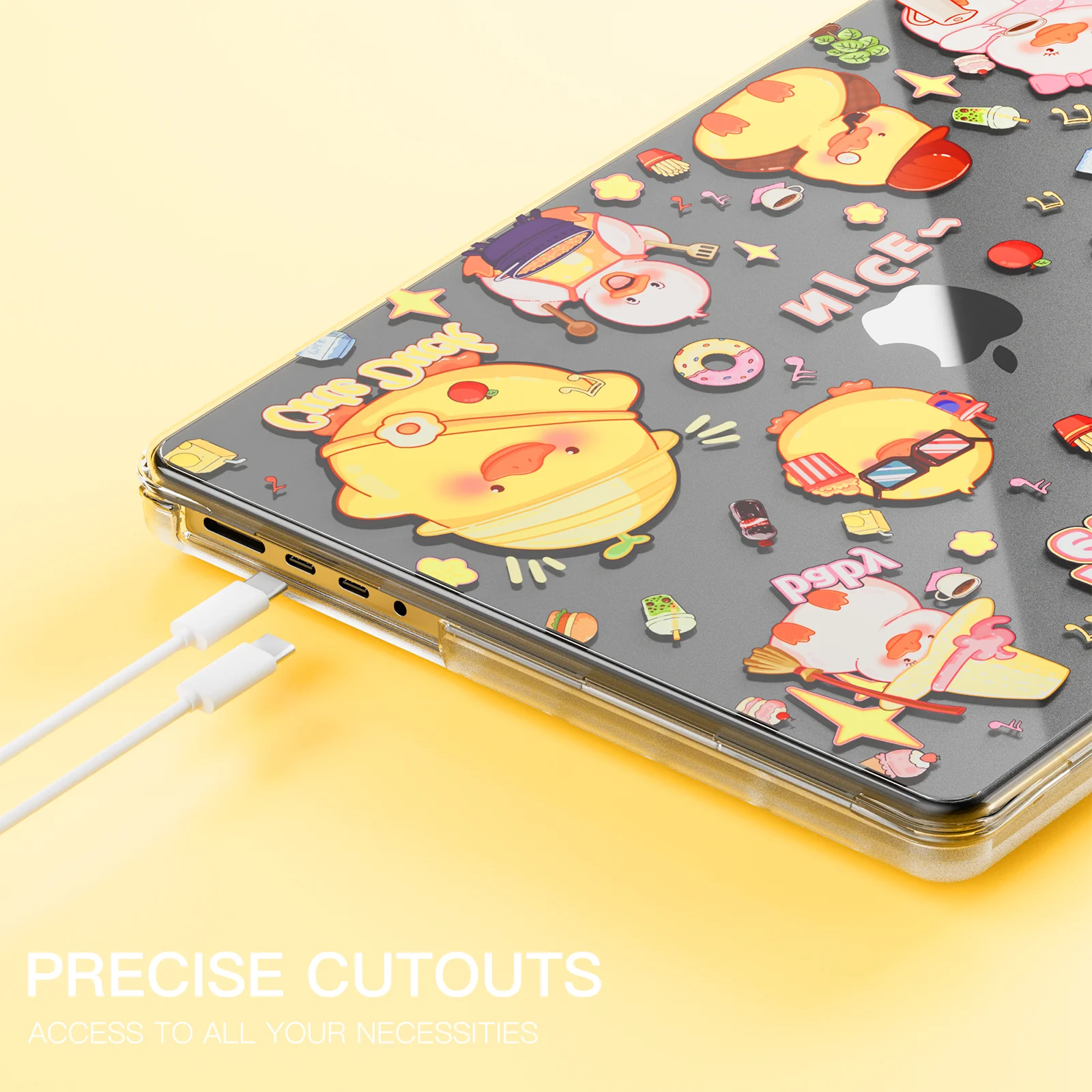MacBook Air 13.6" 2025 (A3240) M4 - Cute Cartoon Transparent Shockproof & Slim Case - Image 11