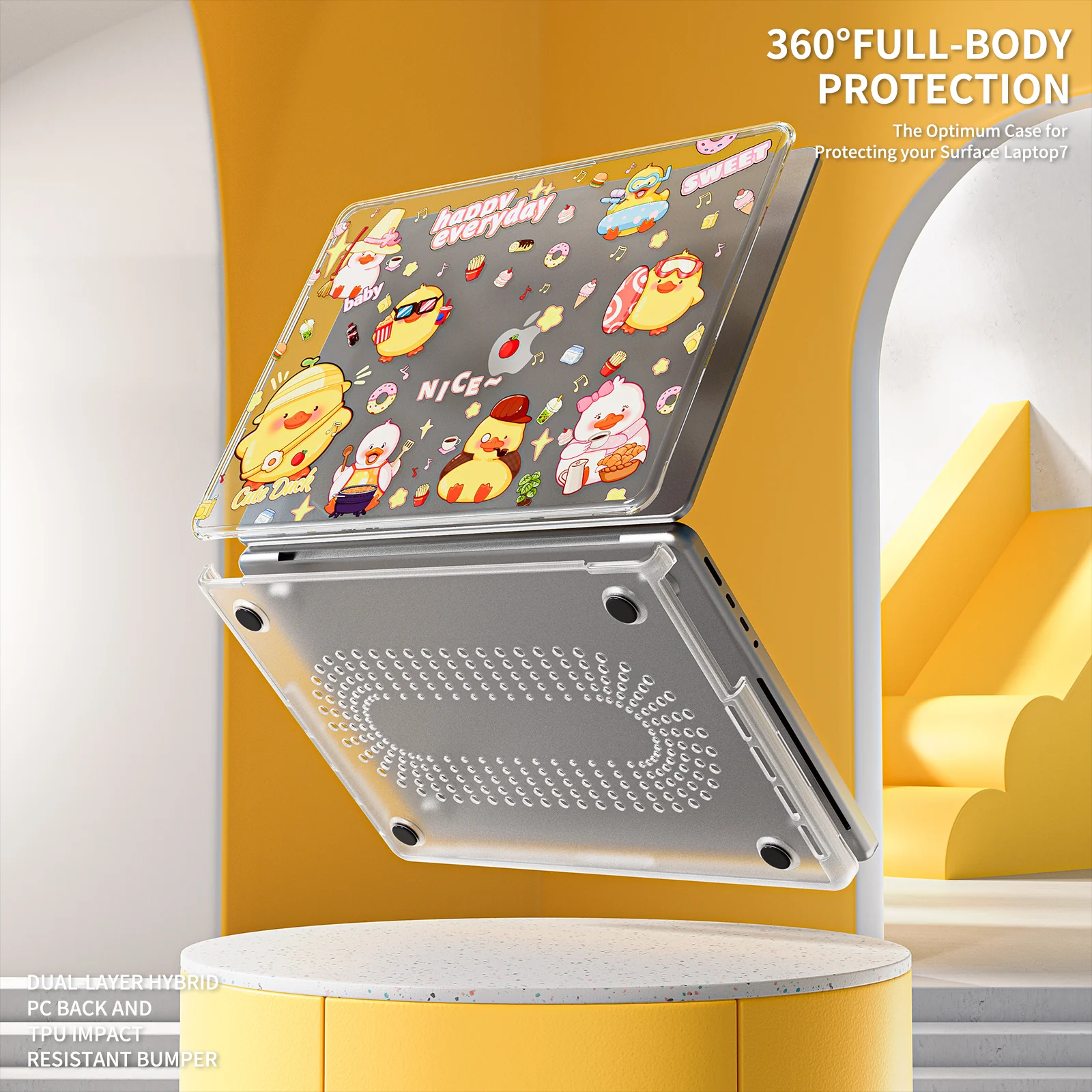 MacBook Air 13.6" 2025 (A3240) M4 - Cute Cartoon Transparent Shockproof & Slim Case - Image 13