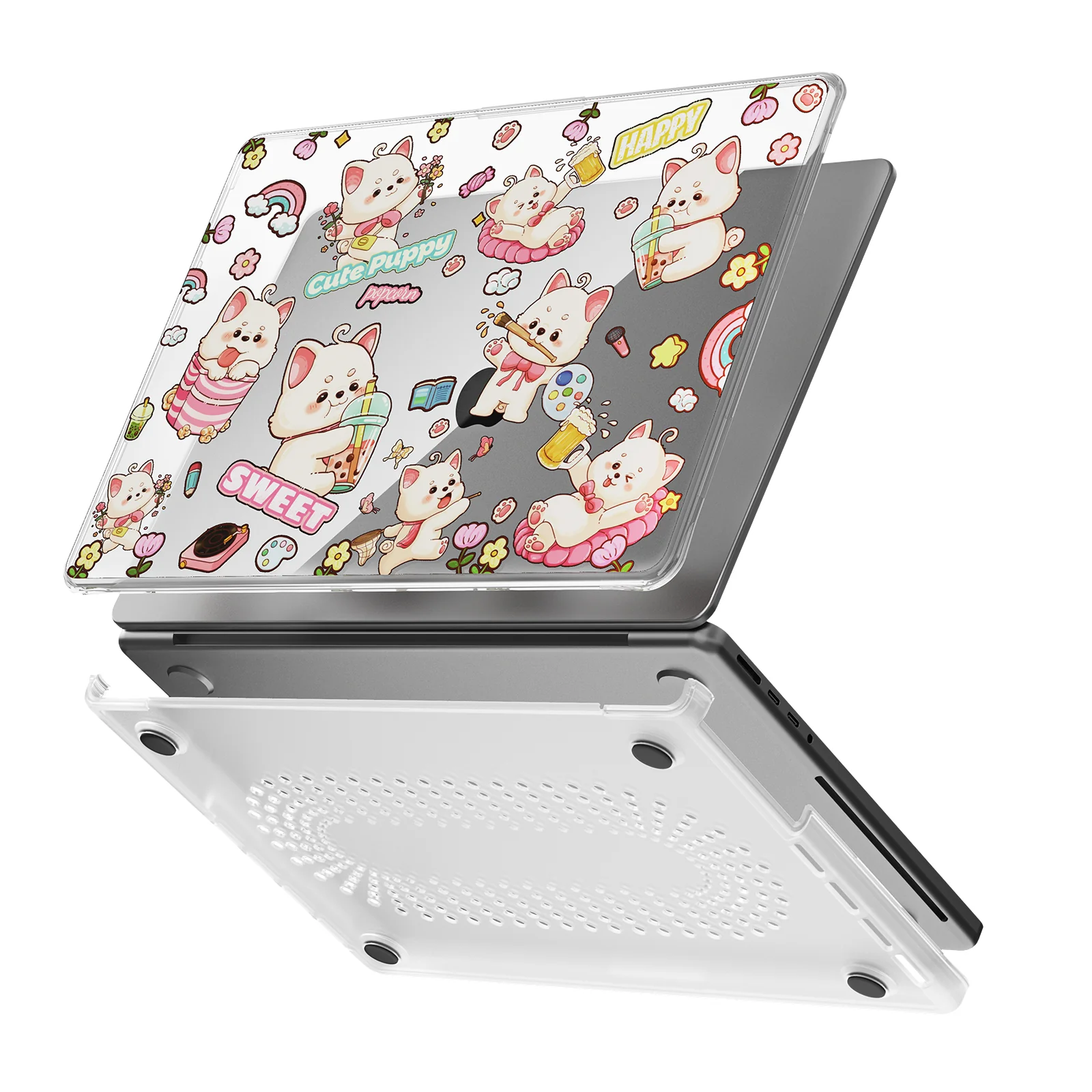 MacBook Air 13.6" 2025 (A3240) M4 - Cute Cartoon Transparent Shockproof & Slim Case - Image 3