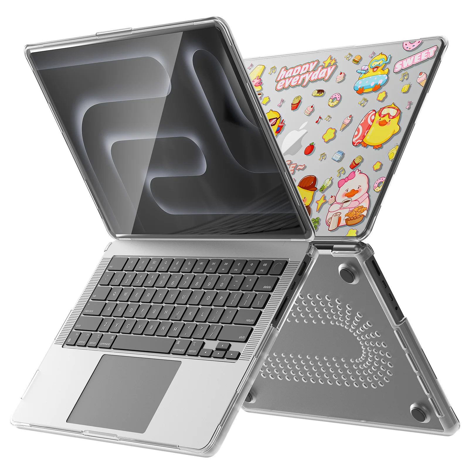 MacBook Air 13.6" 2025 (A3240) M4 - Cute Cartoon Transparent Shockproof & Slim Case - Image 4