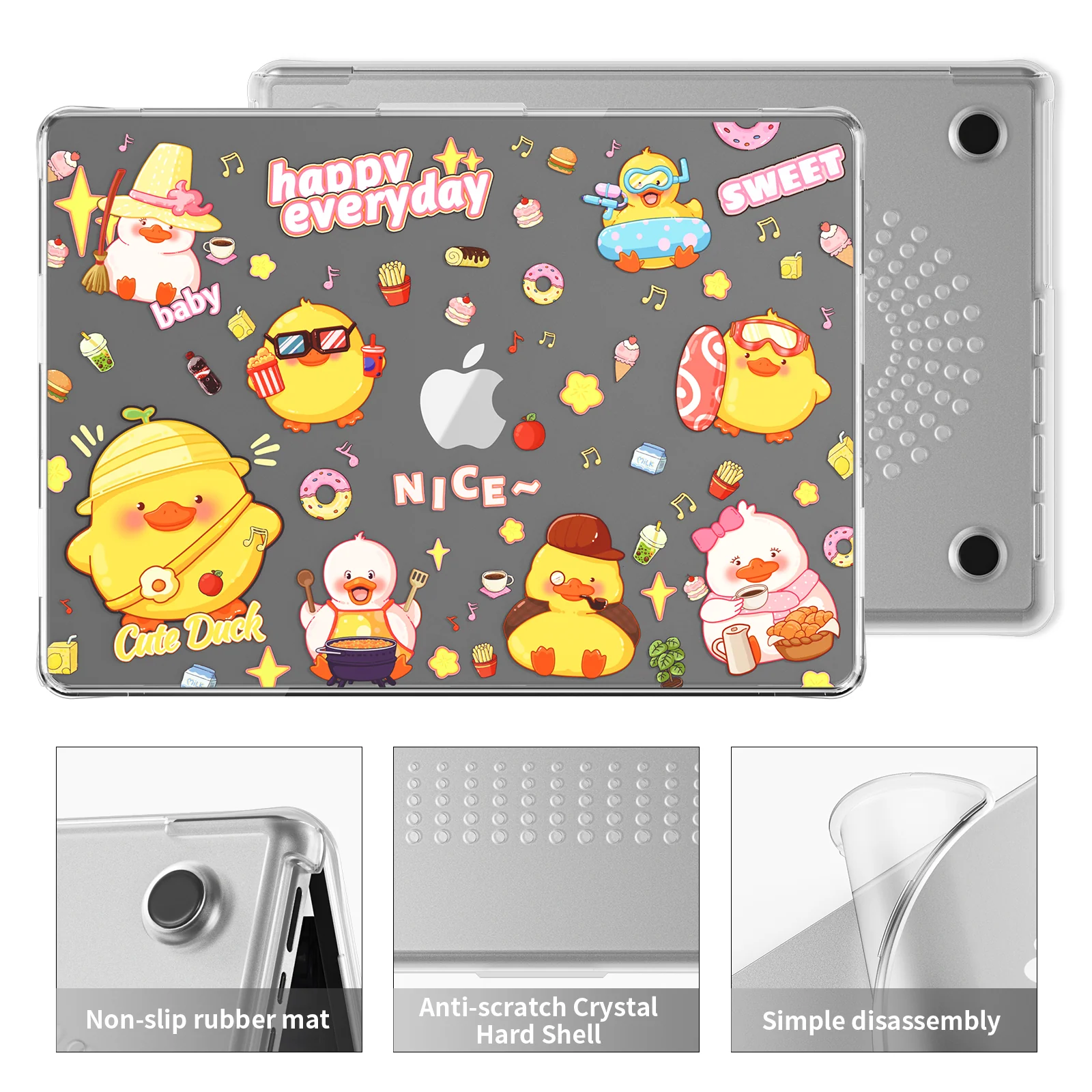 MacBook Air 13.6" 2025 (A3240) M4 - Cute Cartoon Transparent Shockproof & Slim Case - Image 6