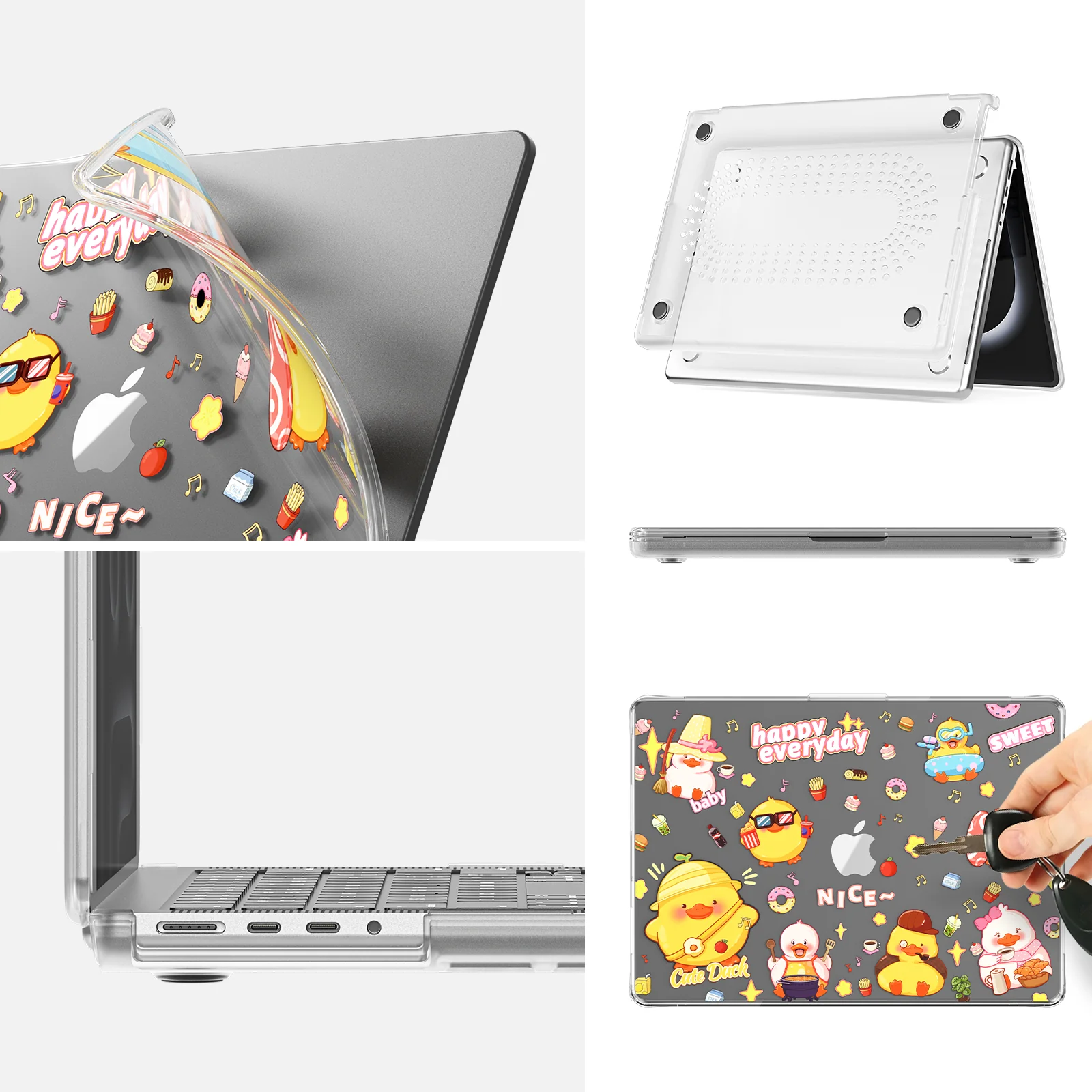MacBook Air 13.6" 2025 (A3240) M4 - Cute Cartoon Transparent Shockproof & Slim Case - Image 8