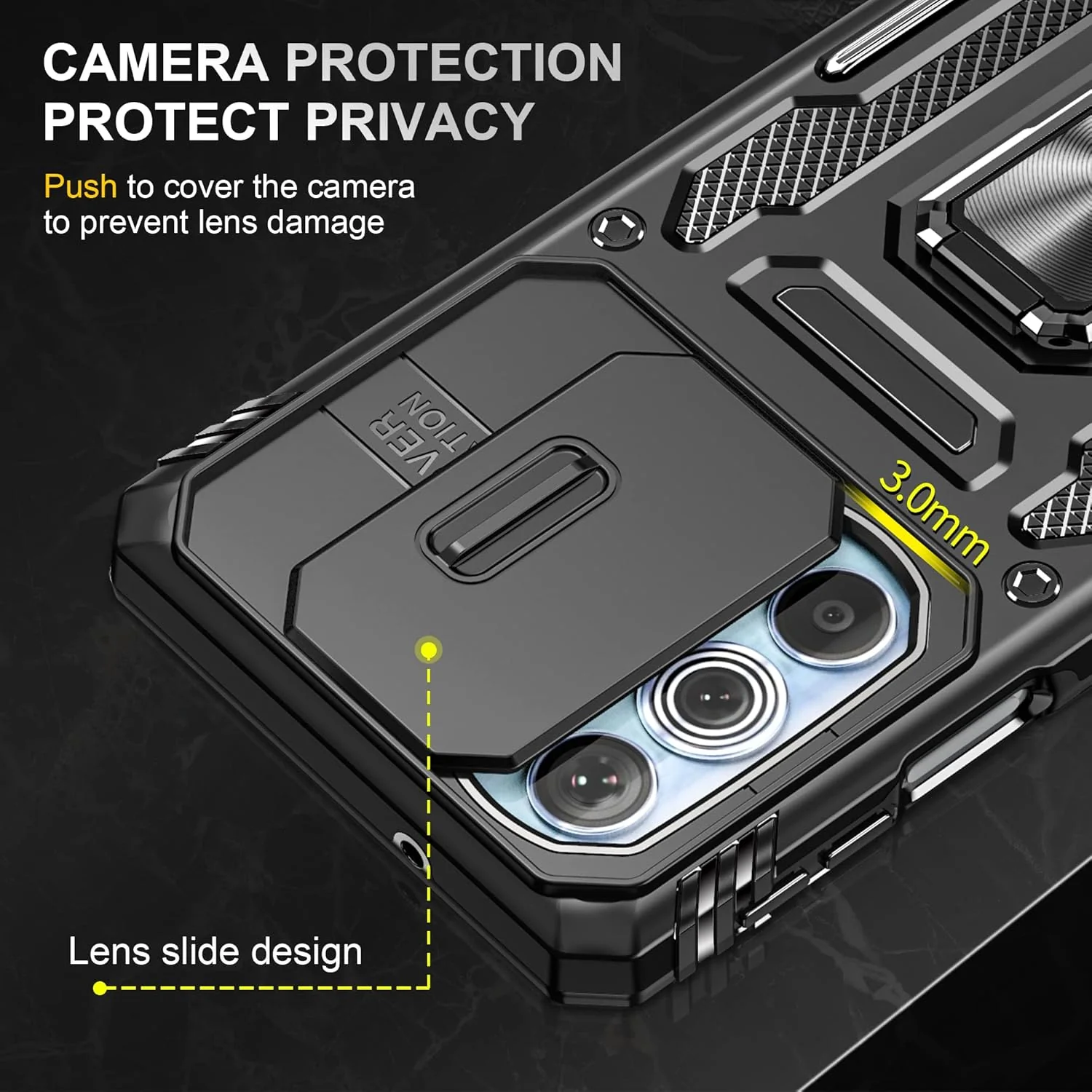 [Magnetic Ring Kickstand][Camera Cover] Motorola Moto Edge 30 Pro/Edge Plus 2022 - Shield Shockproof Rugged Heavy Duty Case With 2PC 9H Glass Screen Protector - Image 5
