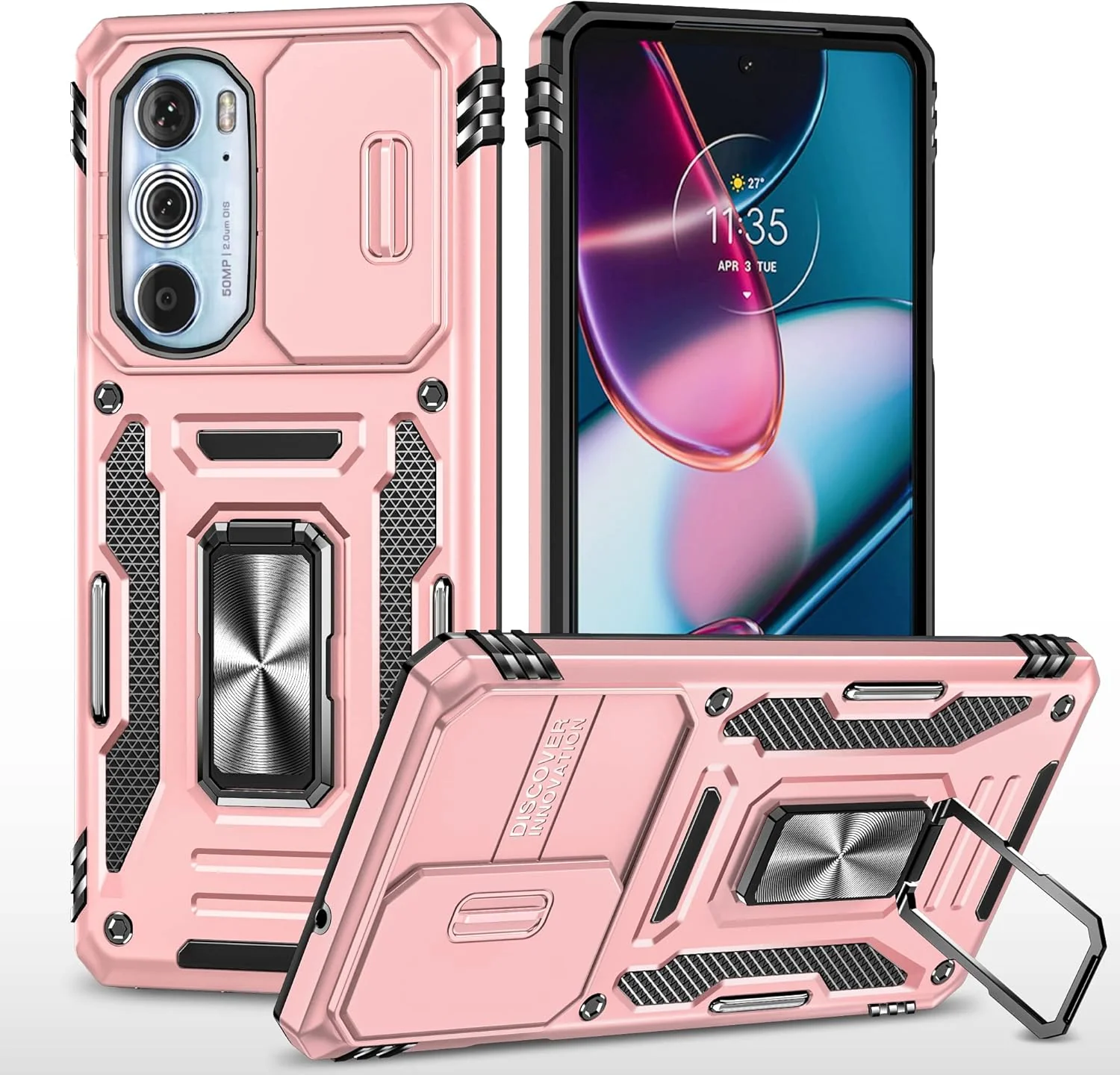 [Magnetic Ring Kickstand][Camera Cover] Motorola Moto Edge 30 Pro/Edge Plus 2022 - Shield Shockproof Rugged Heavy Duty Case With 2PC 9H Glass Screen Protector - Image 8