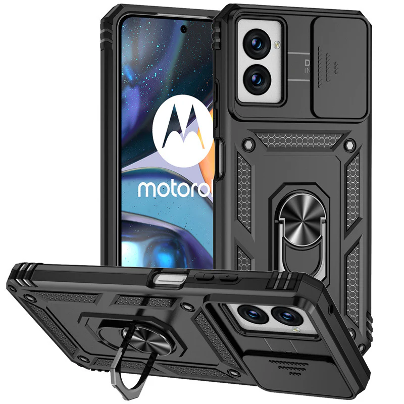 [Magnetic Ring Kickstand][Slide Lens Cover] Motorola Moto G82 - Shield Shockproof Rugged Heavy Duty Case - Image 10