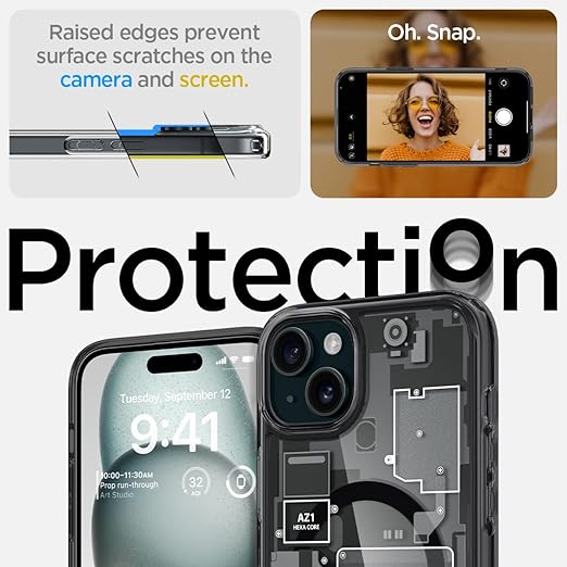 [Magsafe Compatible] Apple iPhone 15 Plus - SPIGEN Slim Protection Design Made Of Flexible TPU Bumper And Hard PC Back Cover Case - Image 3